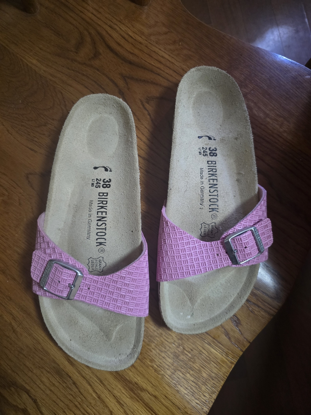 Birkenstock Pink Single-Band Slide Sandals with Buckle